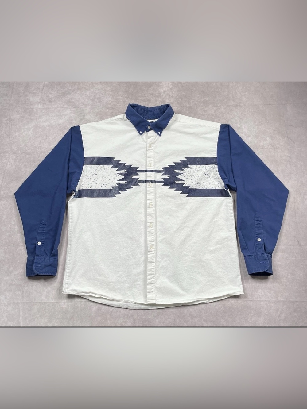 Vintage Panhandle Slim Shirt Mens XL White Southwestern Aztec Western Rodeo